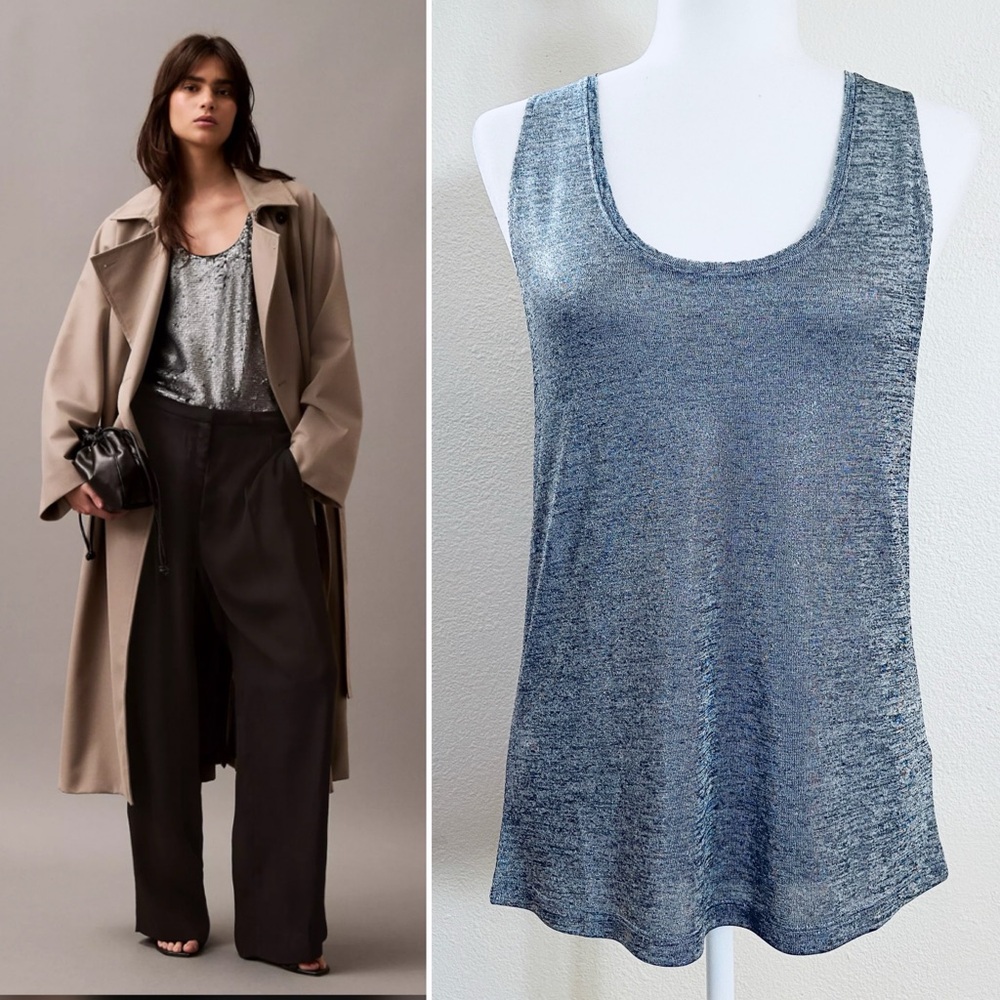 H&M Silver Gray Shimmer Sparkle Tank Top